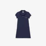 Girls Lacoste V0ZN3083 Navy Blue 166 Cotton Polo Dress - Image 5