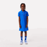 Girls Lacoste V0ZN3084 Blue KXB Cotton Polo Dress