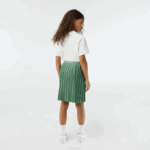 Girls Lacoste V0ZN3090 Khaki Green KX5 Pleated Jersey Skirt - Image 3