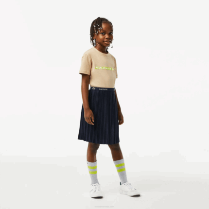 Girls Lacoste V0ZN3091 Navy Blue 166 Pleated Jersey Skirt