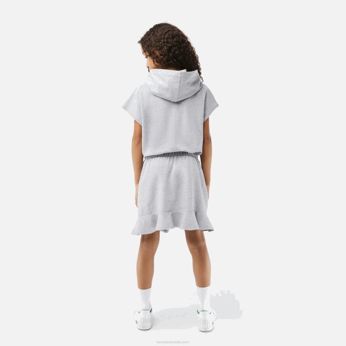 Girls Lacoste V0ZN3095 Grey Chine CCA Stretch Pique Sleeveless Sweater Dress - Image 3