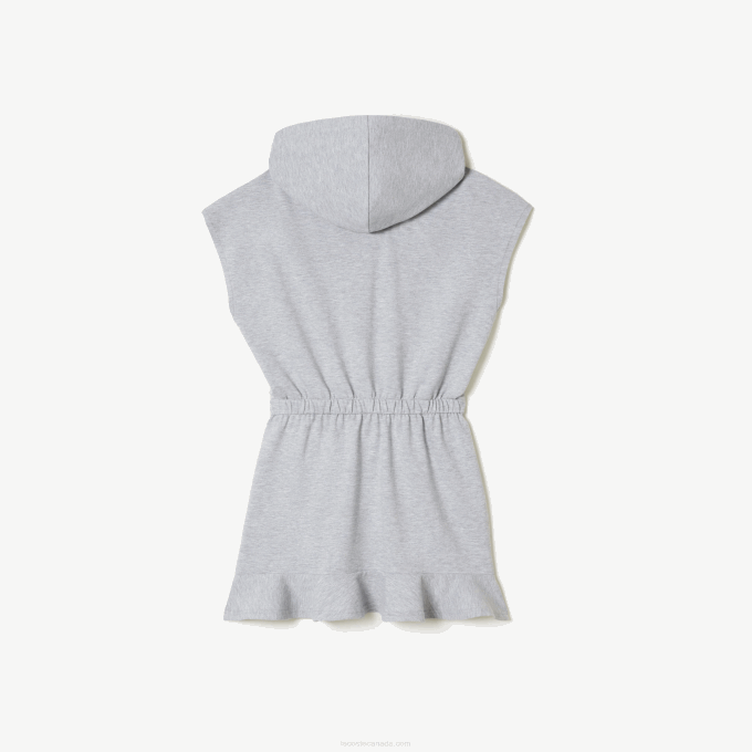 Girls Lacoste V0ZN3095 Grey Chine CCA Stretch Pique Sleeveless Sweater Dress - Image 5