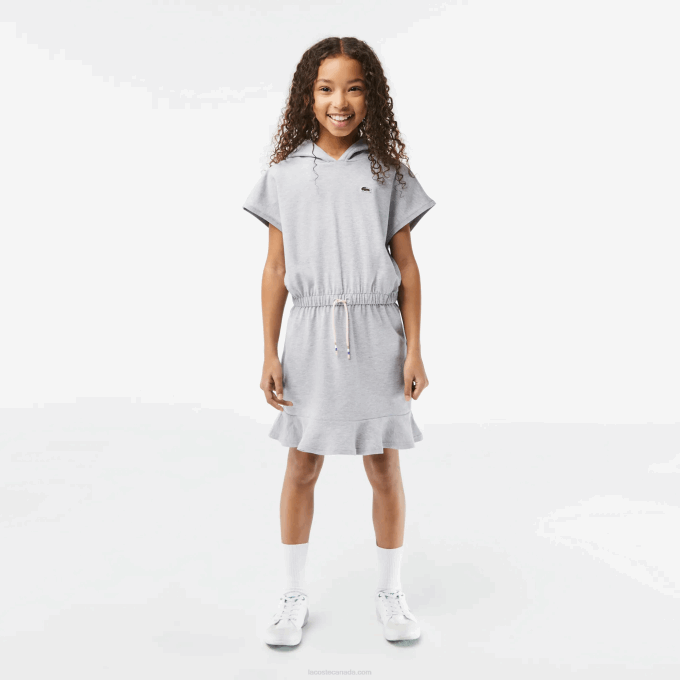 Girls Lacoste V0ZN3095 Grey Chine CCA Stretch Pique Sleeveless Sweater Dress - Image 1