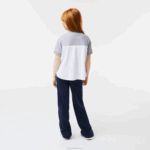 Girls Lacoste V0ZN3156 Grey Chine CCA Pleated Back Cotton Fleece T-Shirt - Image 3