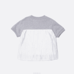 Girls Lacoste V0ZN3156 Grey Chine CCA Pleated Back Cotton Fleece T-Shirt - Image 6