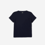 Girls Lacoste V0ZN3175 Navy Blue 166 Crocodile Crew Neck Cotton T-Shirt - Image 2