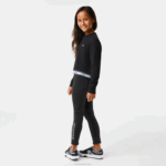 Girls Lacoste V0ZN3206 Black 031 Printed Band Short Sweatshirt - Image 2