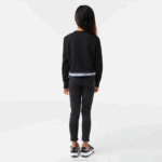 Girls Lacoste V0ZN3206 Black 031 Printed Band Short Sweatshirt - Image 3