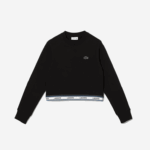 Girls Lacoste V0ZN3206 Black 031 Printed Band Short Sweatshirt - Image 4