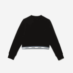 Girls Lacoste V0ZN3206 Black 031 Printed Band Short Sweatshirt - Image 5