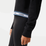 Girls Lacoste V0ZN3206 Black 031 Printed Band Short Sweatshirt - Image 6