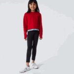 Girls Lacoste V0ZN3207 Red 240 Printed Band Short Sweatshirt - Image 2