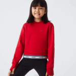 Girls Lacoste V0ZN3207 Red 240 Printed Band Short Sweatshirt