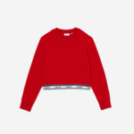 Girls Lacoste V0ZN3207 Red 240 Printed Band Short Sweatshirt - Image 3