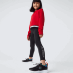 Girls Lacoste V0ZN3232 Black 031 Printed Waist Leggings