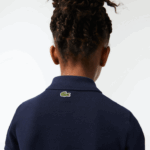 Girls Lacoste V0ZN3268 Navy Blue 166 Holiday Organic Cotton Polo Dress - Image 4