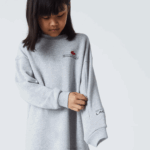 Girls Lacoste V0ZN3271 Grey Chine CCA Cotton Fleece Sweatshirt Dress - Image 3