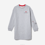 Girls Lacoste V0ZN3271 Grey Chine CCA Cotton Fleece Sweatshirt Dress - Image 4