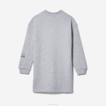 Girls Lacoste V0ZN3271 Grey Chine CCA Cotton Fleece Sweatshirt Dress - Image 5