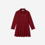 Girls Lacoste V0ZN3281 Bordeaux YPW Pique Polo Dress