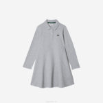 Girls Lacoste V0ZN3282 Grey Chine CCA Pique Polo Dress - Image 5
