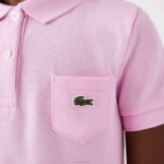 Girls Lacoste V0ZN3288 Pink Z4H Cotton Polo Dress - Image 4