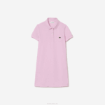Girls Lacoste V0ZN3288 Pink Z4H Cotton Polo Dress - Image 5