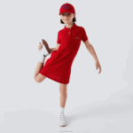 Girls Lacoste V0ZN3290 Red 240 Cotton Polo Dress