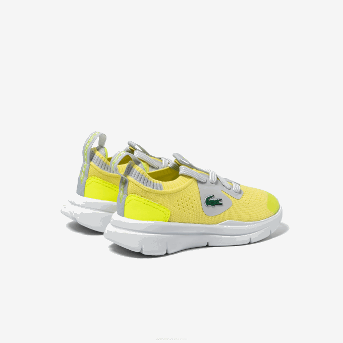 Infants Lacoste V0ZN2930 YLW/LT GRY 382 Run Spin Knit Textile Sneakers - Image 2