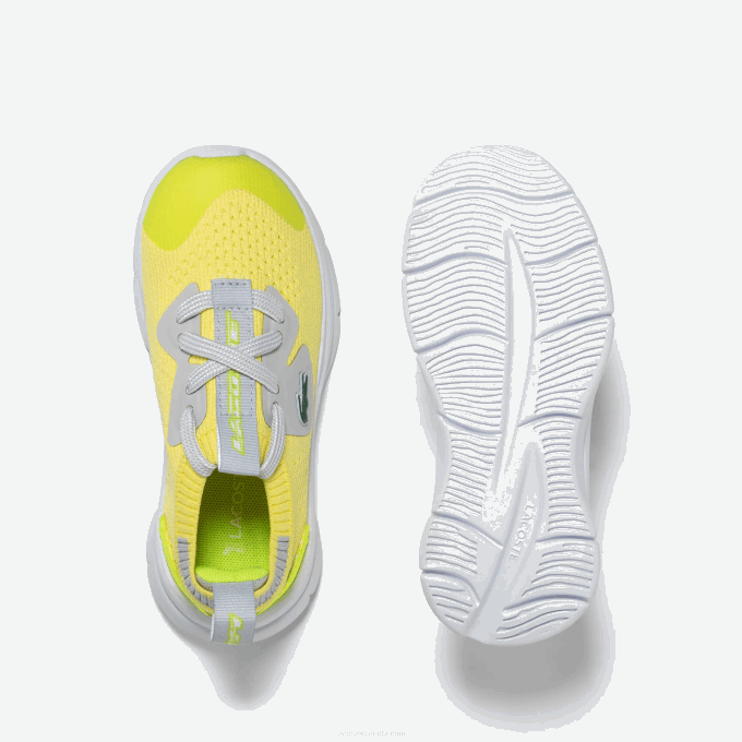 Infants Lacoste V0ZN2930 YLW/LT GRY 382 Run Spin Knit Textile Sneakers - Image 3