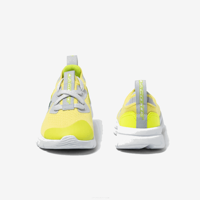 Infants Lacoste V0ZN2930 YLW/LT GRY 382 Run Spin Knit Textile Sneakers - Image 4