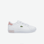 Infants Lacoste V0ZN2936 White & Light Pink 1Y9 Powercourt Synthetic Sneakers