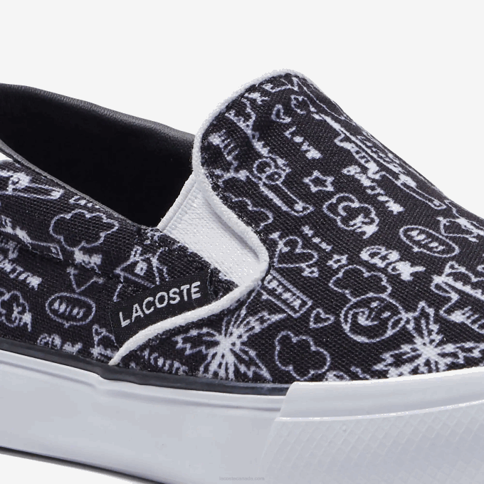 Infants Lacoste V0ZN2968 Black & White 312 Jump Serve Textile Slip On - Image 3