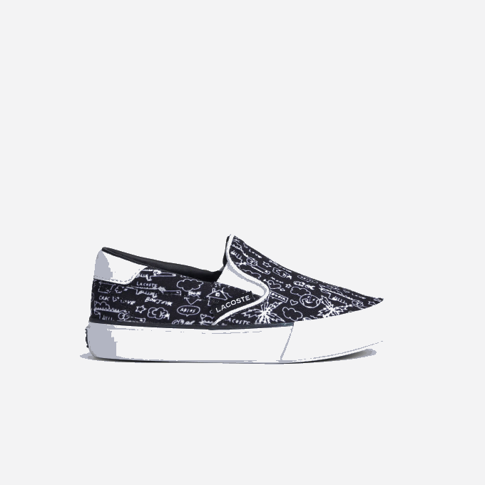 Infants Lacoste V0ZN2968 Black & White 312 Jump Serve Textile Slip On - Image 1