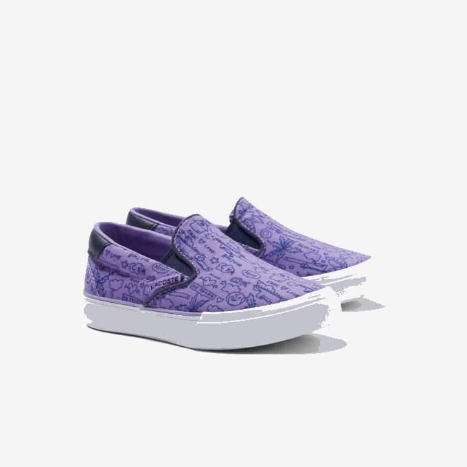 Infants Lacoste V0ZN2969 Purple White 84X Jump Serve Textile Slip On - Image 2