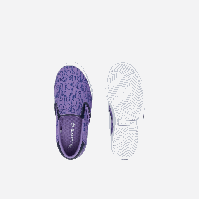 Infants Lacoste V0ZN2969 Purple White 84X Jump Serve Textile Slip On - Image 4