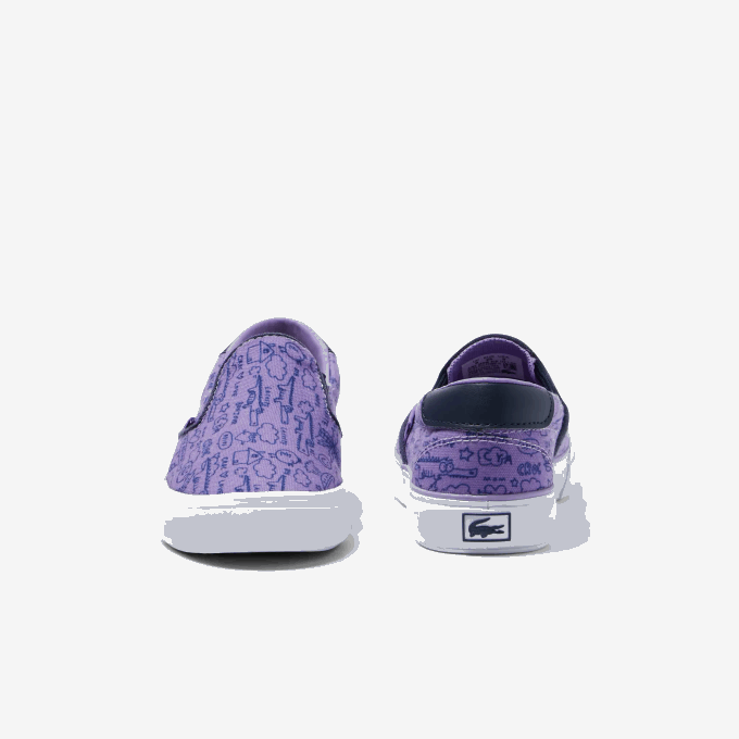 Infants Lacoste V0ZN2969 Purple White 84X Jump Serve Textile Slip On - Image 5