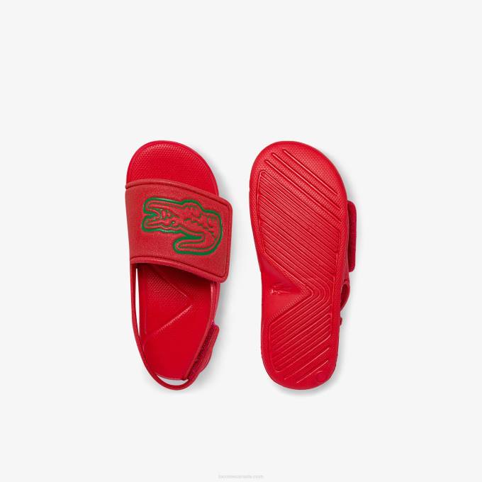Infants Lacoste V0ZN2971 Red Green T2Q L.30 Strap Synthetic Slides - Image 4