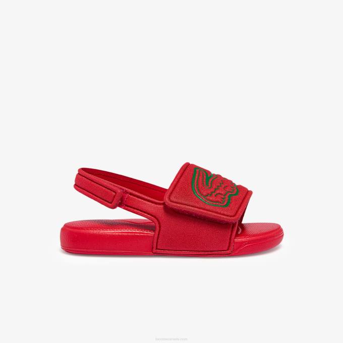 Infants Lacoste V0ZN2971 Red Green T2Q L.30 Strap Synthetic Slides - Image 1