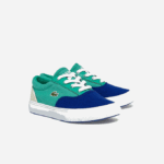 Infants Lacoste V0ZN2976 Blue Green BG3 Jump Serve Lace Canvas Sneakers - Image 2