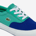 Infants Lacoste V0ZN2976 Blue Green BG3 Jump Serve Lace Canvas Sneakers - Image 3