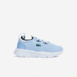 Infants Lacoste V0ZN2980 Light Blue White 2K7 Run Spin Knit Textile Color Contrast Sneackers