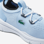 Infants Lacoste V0ZN2980 Light Blue White 2K7 Run Spin Knit Textile Color Contrast Sneackers - Image 6