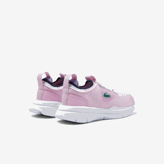 Infants Lacoste V0ZN2982 Pink & White F50 Run Spin Knit Textile Color Contrast Sneackers - Image 3