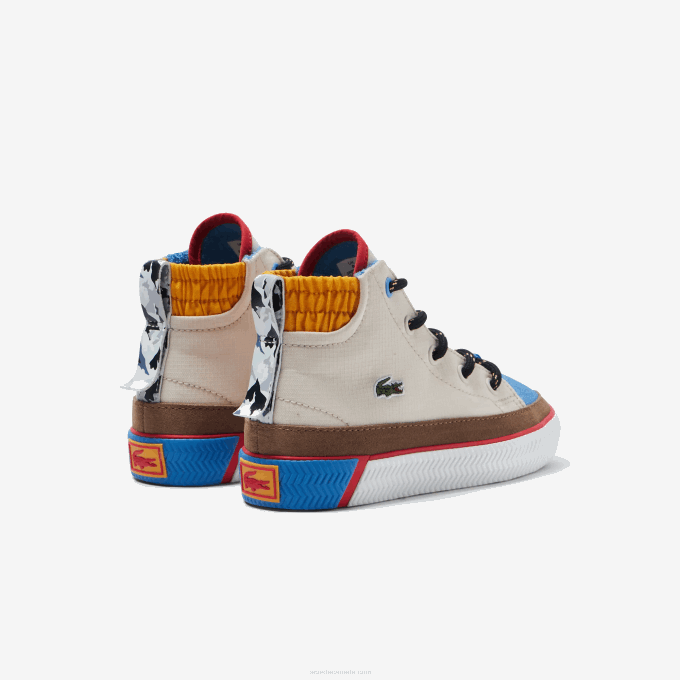 Infants Lacoste V0ZN2986 Off White & Yellow HT3 Gripshot Winter Mid Textile Outdoor Shoes - Image 2