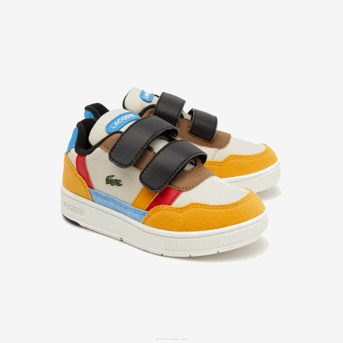 Infants Lacoste V0ZN2992 Off White & Yellow HT3 T-Clip Winter Synthetic Outdoor Shoes - Image 2