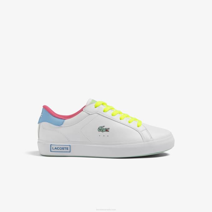 Juniors Lacoste V0ZN3070 White/Green 082 Powercourt Synthetic Color-Pop Sneakers - Image 1