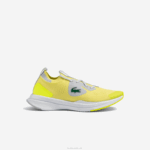 Juniors Lacoste V0ZN3313 YLW/LT GRY 382 Run Spin Knit Textile Sneakers