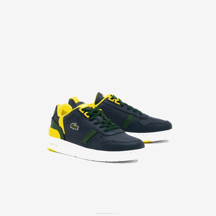 Juniors Lacoste V0ZN3315 Navy & Green 2S3 T-Clip Synthetic Color-Pop Sneackers - Image 2