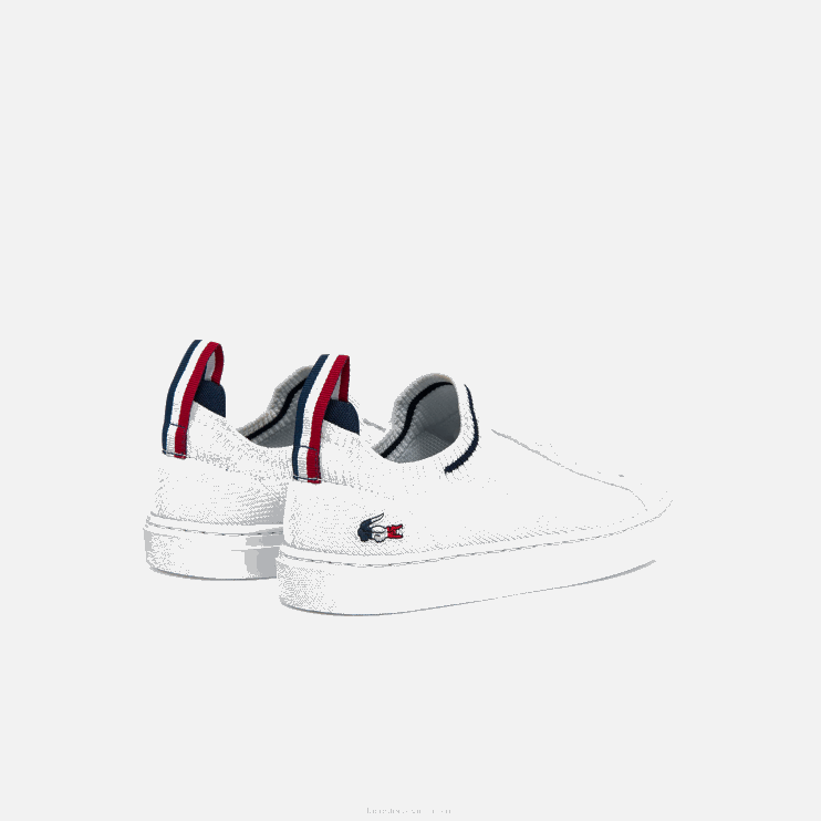 Juniors Lacoste V0ZN3317 White/Navy & Red 407 La Piquee Textile Tricolor Sneakers - Image 3